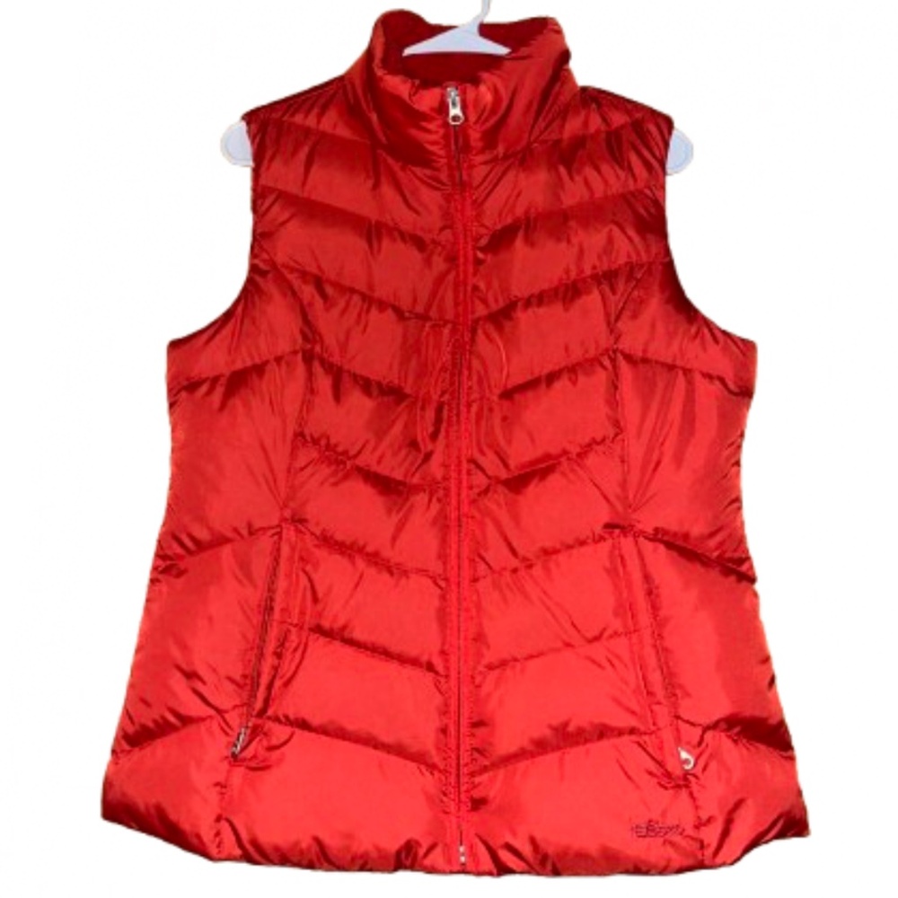 Eddie Bauer Women’s Vibrant Red Orange Outdoor Puffer Vest Jacket Sz-M